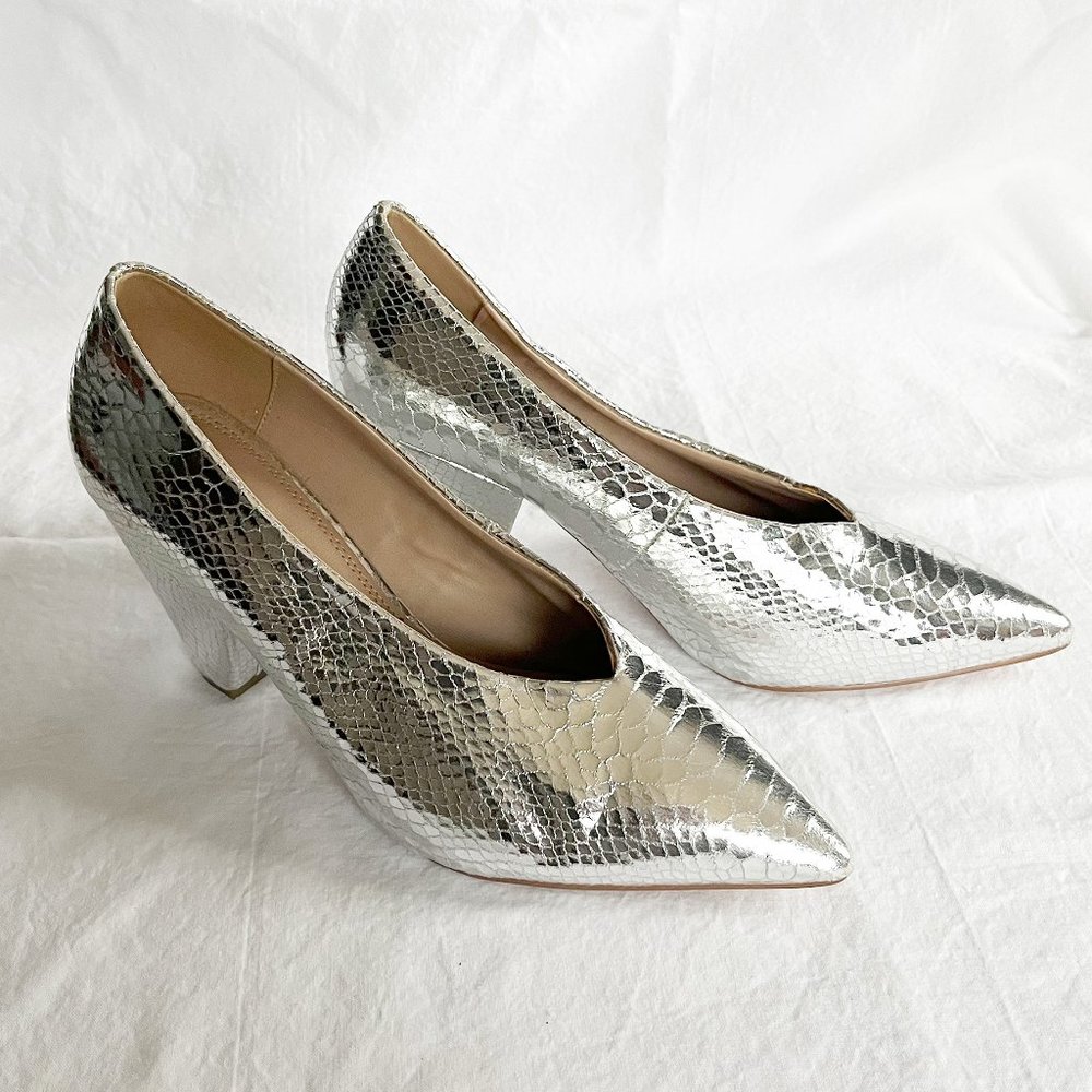 ASOS Silver Snakeskin Heels